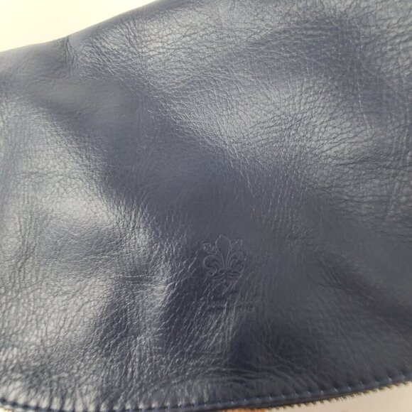 Vintage Vera Pelle Italian Leather Crossbody Handbag Navy‎ Blue Messenger - Picture 2 of 7